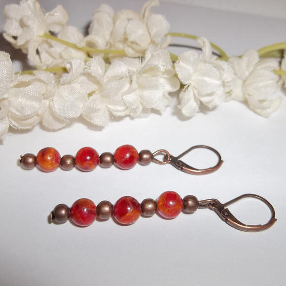 Red & Orange Boho Beaded Earrings Set Fashion Accessory Jewelry Pair NWT 5099 - Picture 4 of 8